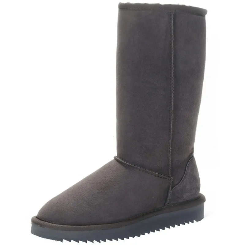 2025 hohe Stiefel 100 % echtes Schaffell Schuhe Damen Winter Damen Schneestiefel Wohnungen Stiefel Damen Schuhe Winterstiefel Schuhe Damen