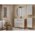 Mobile per bagno sospeso con lavabo da incasso e due colonne 80 cm Naturale e Bianco - ARUBA