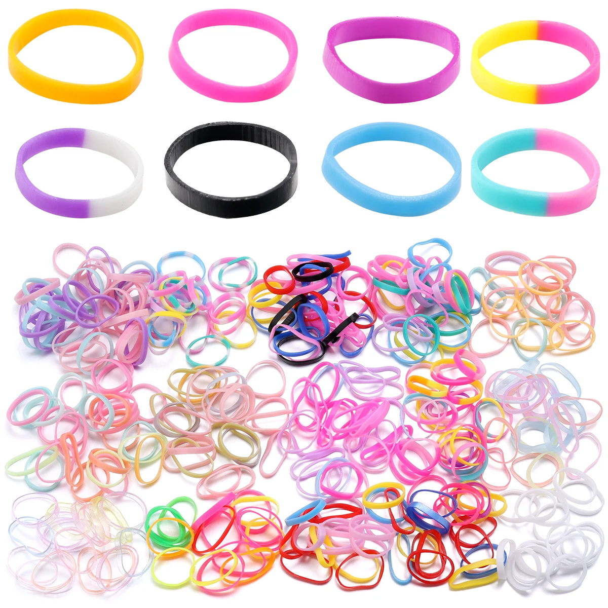 500/1000Pcs Kunststoff Haar Elastische Seil Bunte Gummiband Für DIY Handwerk Mädchen Pferdeschwanz Halter Zubehör Schule Büro haar Krawatte Image