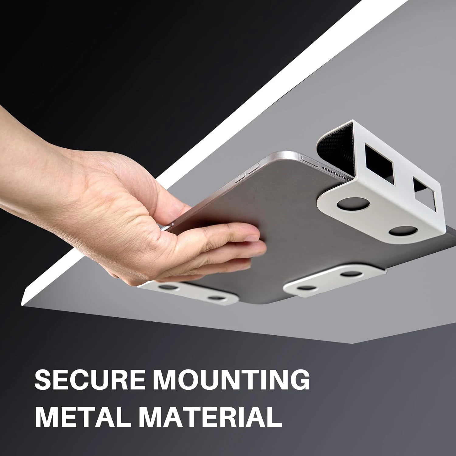 Unter Schreibtisch Laptop Aufbewahrung halterung Metall dicke 1.37 "für MacBook,Laptop,Mini, Tastatur, Router, mit kratz festem Silikon Image