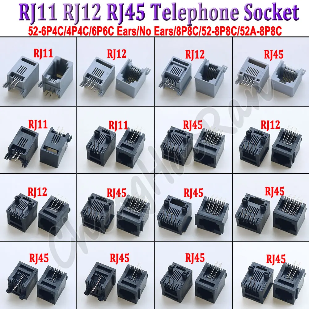 2Pcs RJ45 RJ12 RJ11 Telefon Jack Stecker 4P4C 6P2C 6P4C 6P6C 8P8C Buchse Computer Internet Netzwerk PCB Jack Stecker Image