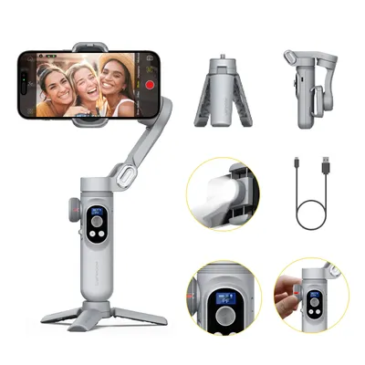 AOCHUAN Smartphone-Gimbal-Stabilisator für iPhone und Android Phone, Video-Aufnahme-Stabilisator, Smart XPro Grey Gimbal-Stabilisator