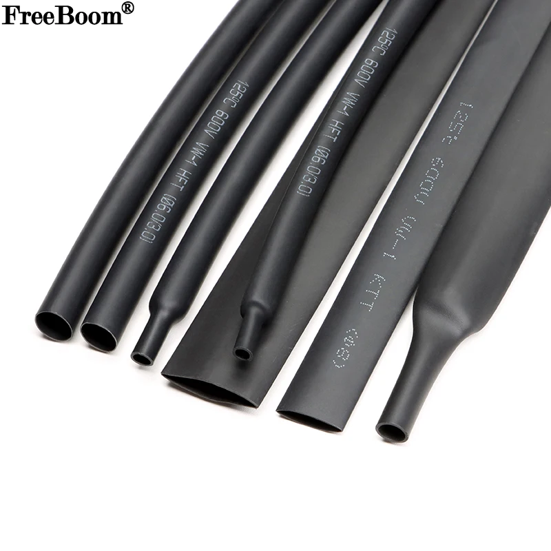 1 ~ 10 m Schrumpfschlauch 2:1 Schwarz Durchmesser 0,6 mm ~ 80 mm Schlauchhülse DIY Wrap Wire Repair Kabelschutz Image