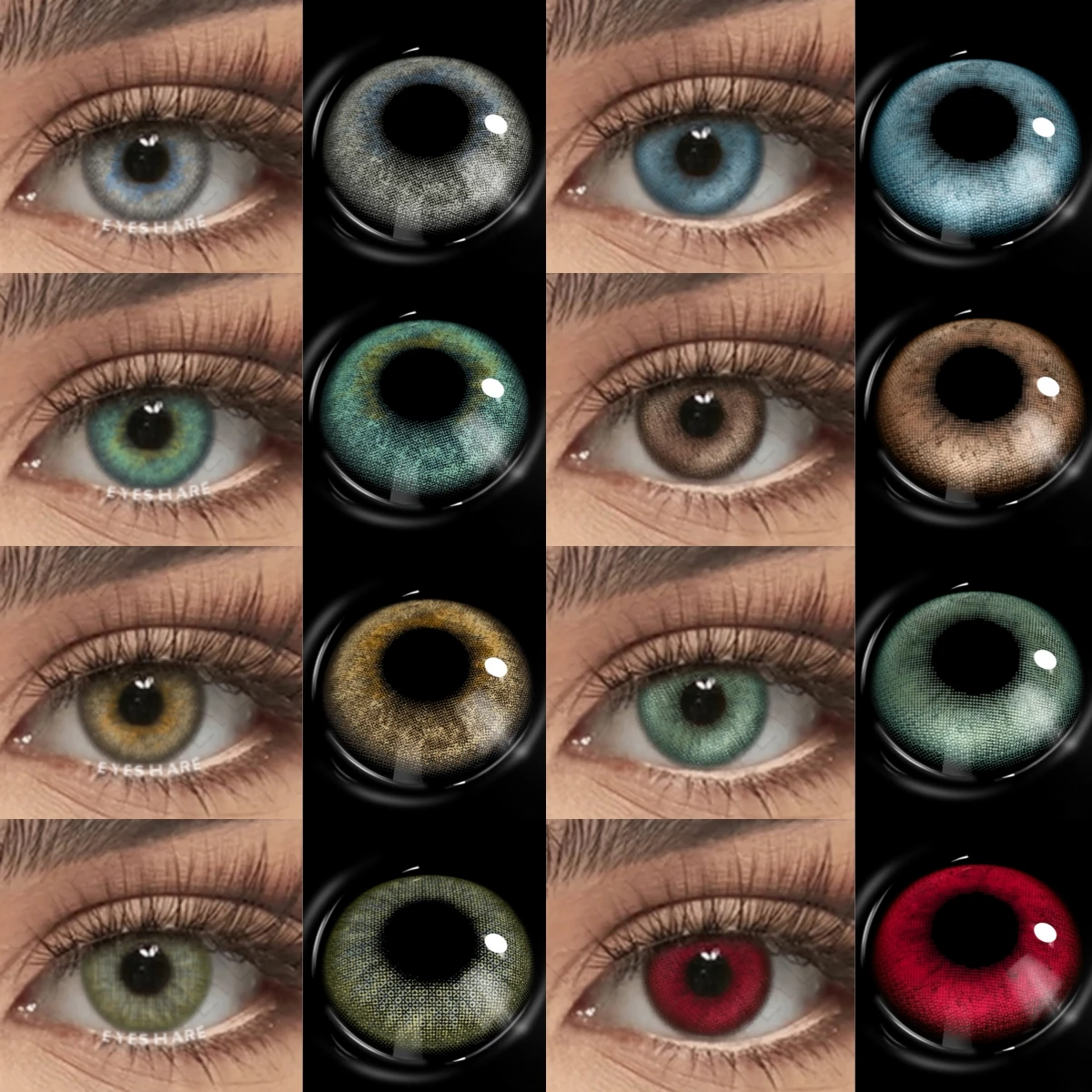 EYESHARE Kontaktlinsen in natürlicher Farbe, 2 Stück, blaue Kontaktlinsen, schöne Pupillen-Farbkontakte, jährliches Make-up, grüne Augen, Kontaktlinsen Image