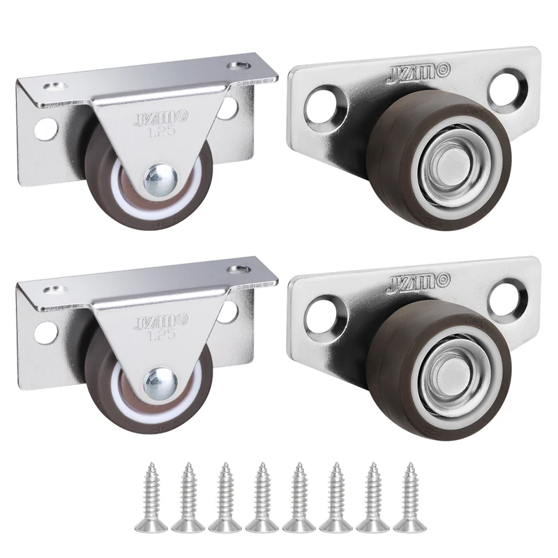 4 Stück geräuschlose Gummirollen, Schubladenrollen, für Möbel, Küchenschränke, Tische, seitliche Installation, niedriges Profil, Ersatzrad