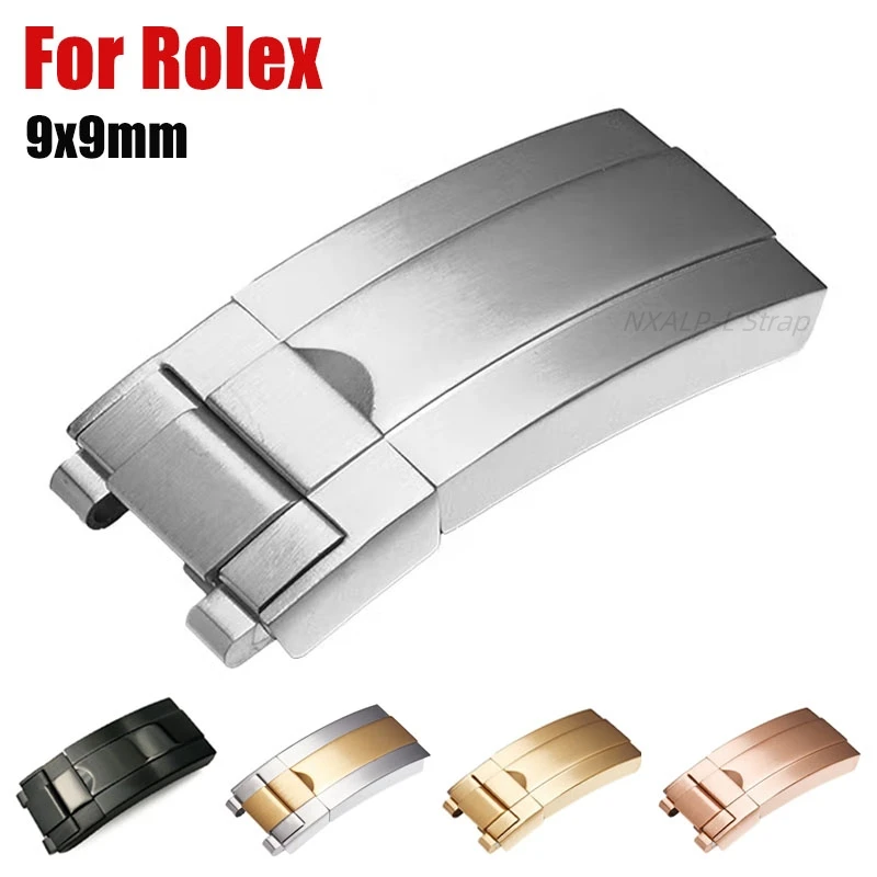 9 x 9 mm Uhrenarmband-Verschluss für Rolex Submariner GMT Master Daytona Water Ghost Button, Edelstahl, Metall, solide Schnalle, 9 mm x 16 mm Image