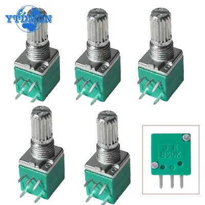 5PCS RK097G Potentiometer B500K 1K 5K 10K 20K 50K 100K Audio Welle 15mm 5Pin Verstärker Abdichtung Image
