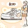 Amy und Michael Entzückende weiße, klobige, lässige Anime-Sneaker für Mädchen, Studenten, Damen, Winter, warm halten, Plüsch-Baumwolle, gepolsterte Schuhe
