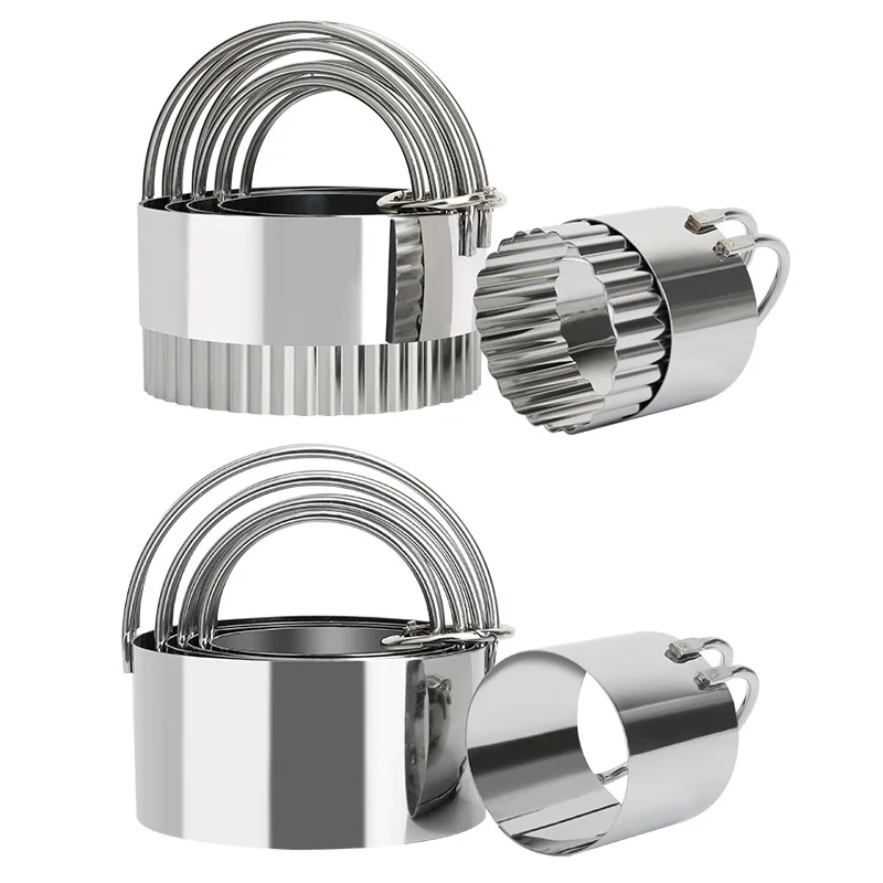 5-teiliges Keksform-Set, rund, Edelstahl, Kekswerkzeug, Keksausstecher mit Griff, professionelle Backteigwerkzeuge Image