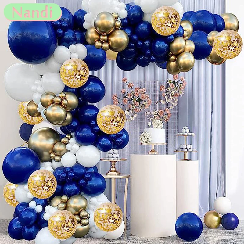 Blau Silber Macaron Ballon Girlande Bogen Kit Hochzeit Geburtstags feier Dekoration Konfetti Latex Luftballons für Mädchen Baby party Image