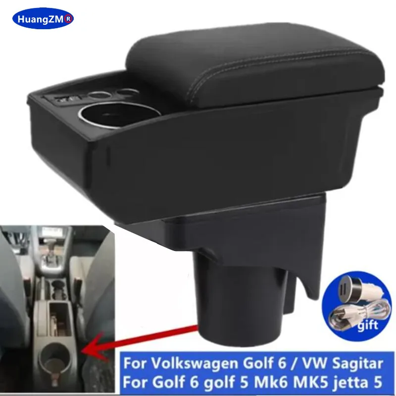 Für Volkswagen Golf 6 Armlehne Box Für VW Golf 6 Golf 5 Mk6 MK5 Jetta 5 Auto Armlehne Für VW Sagitar Lagerung Box Auto Zubehör Image