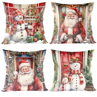 Weihnachten Santa Kissen bezug Frohe Weihnachten Dekoration für zu Hause 2024 Weihnachten Ornamente Image