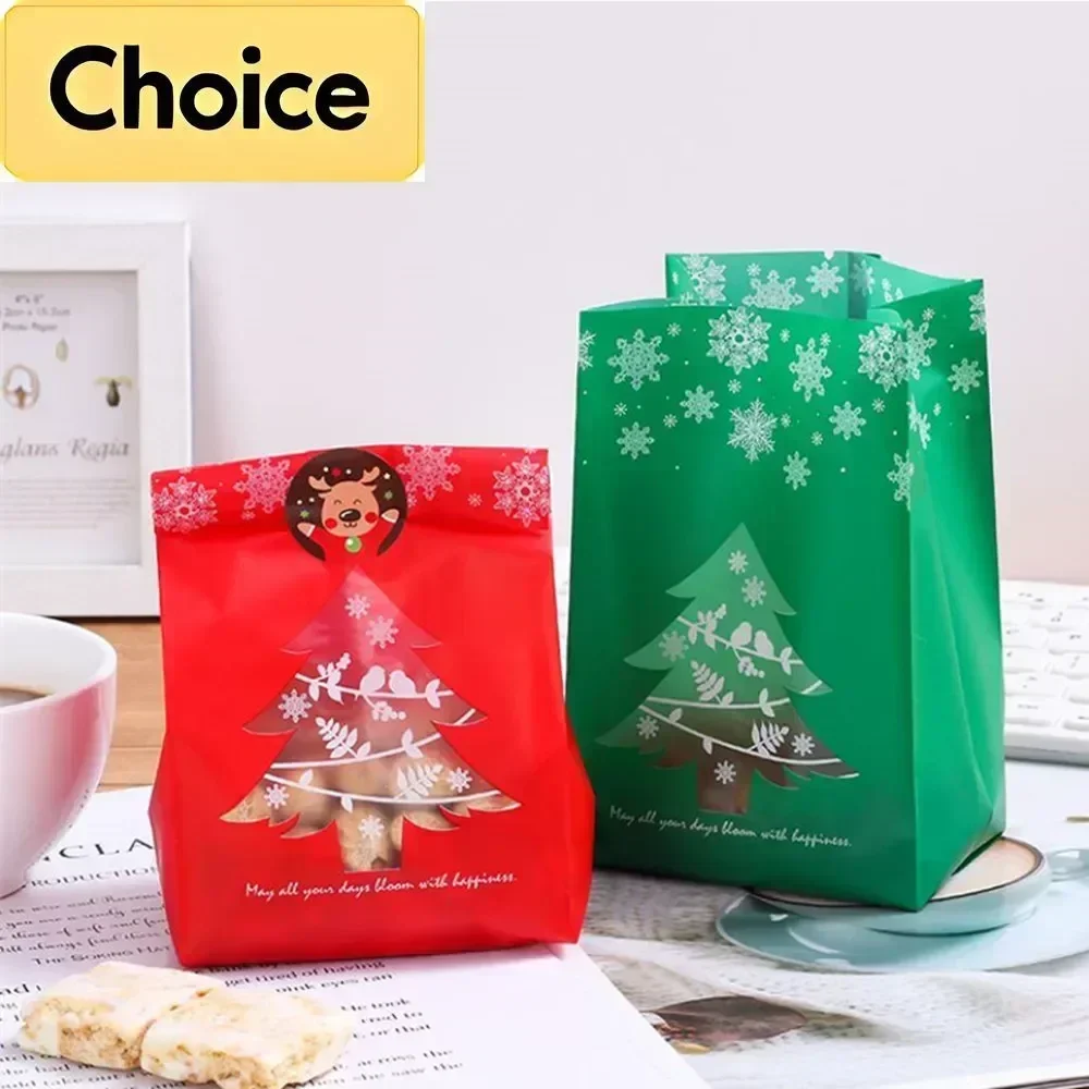 50/100 stücke Schneeflocke Weihnachten Baum Geschenk Taschen Frohe Weihnachten Backen Verpackung Tasche Candy Boxen Weihnachten Dekorationen für Home navidad Image