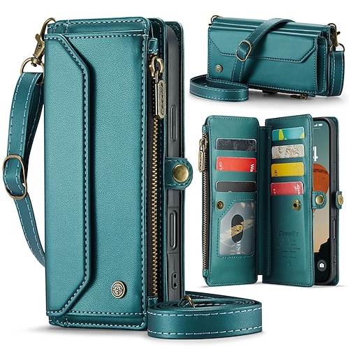 Handy Hülle Handyhüllen Für iPhone 17 Pro Max 17 Air 16 15 14 Pro Max Plus 13 12 11 Pro Max Mini Brieftaschenhülle Mit Ständer Magnetisch mit Trageriemen Retro TPU PC Image