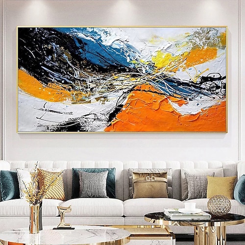 Mintura handgefertigte abstrakte farbenfrohe Ölgemälde auf Leinwand, Wandkunst, Dekoration, modernes Bild für die Inneneinrichtung, gerolltes, rahmenloses, ungedehntes Gemälde Image