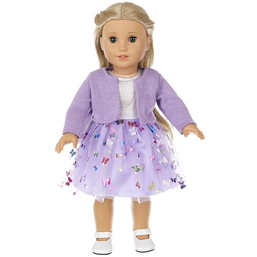 2-teiliges Geschenkset für amerikanische Puppenkleidung und Accessoires für 18-Zoll-Puppen, einschließlich Mantel und Kleid (ohne Puppe).