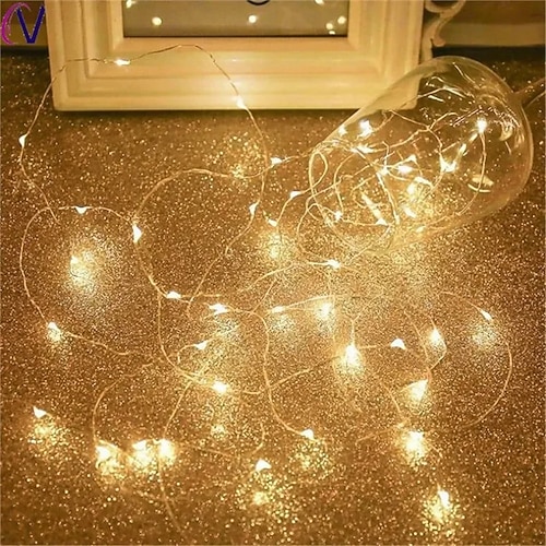 2 Stück USB LED Lichterkette Kupfer/Silberdraht wasserdichte Feenlichter 2m 3m 5m 10m 20m für Hochzeit Party Dekor Image