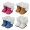 4 Paar Weihnachtsschuhe für 18-Zoll-Puppen, Stiefel, Puppen, Winter- und Schneestiefel, Zubehör (rosa, weiß, braun, blau)