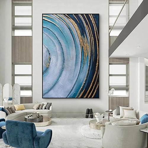 Wabi Sabi Wandkunst handgefertigt 2er Set beige blau abstrakte Malerei marineblau Blattgold abstrakte Malerei blaue Goldfolie Ölgemälde auf Leinwand extra große Wandkunst Dekoration Wandkunst gerahmte Image