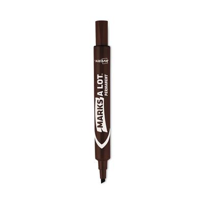 Avery MARKS A LOT Large Desk-Style Permanent Marker, Broad Chisel Tip, Brown, Dozen (8881) (AVE08881) Box of 12 Avery® Permanent Markers