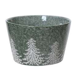 Müslischale Keramik 15x7cm - Schüssel mit Tannenbäume Motiv Weihnachtsgeschirr Weihnachtsschale Geschirr Weihnachten Frühstücksgeschirr Schale