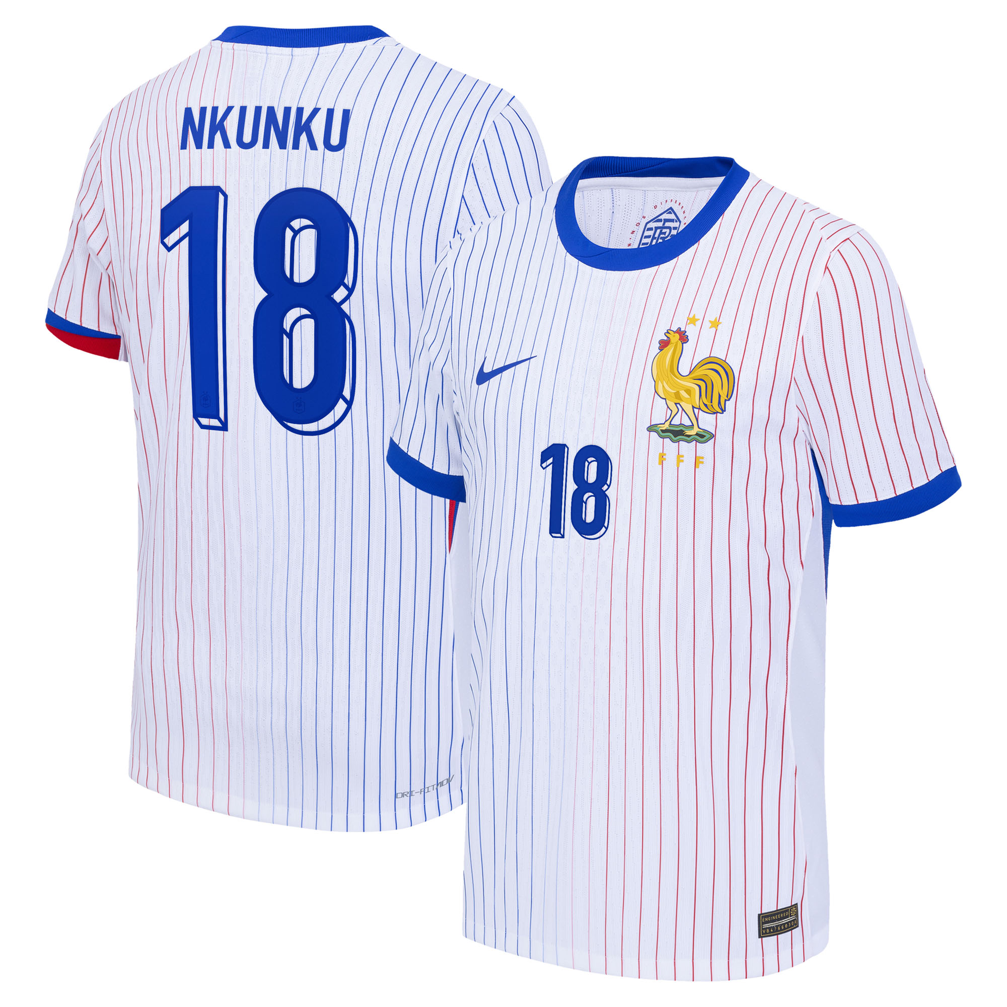Frankreich Nike Dri-FIT ADV Match Auswärtstrikot 2024 - Kinder mit Aufdruck Nkunku 18 Image