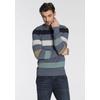 Strickpullover TOM TAILOR, Herren, Gr. M, blau (blau multi), Strick, Obermaterial: 100% Baumwolle, casual, normal hüftbedeckend, Langarm, Pullover, mit Blockstreifen