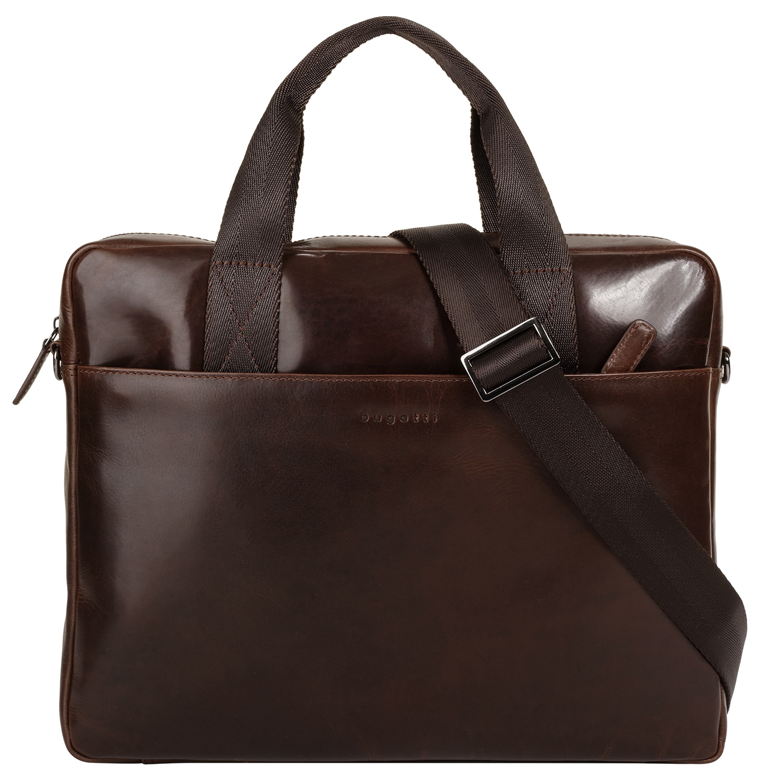 Aktentasche BUGATTI "ROMANO", Damen, Gr. B/H/T: 36cm x 29cm x 7cm onesize, braun, Leder, leicht glänzend, unifarben, Taschen, echt Leder Image