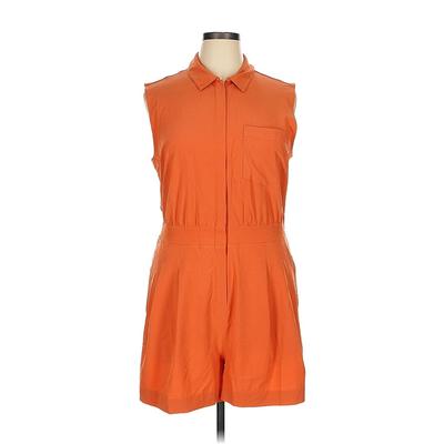 Athleta Romper Collared Sleeveless: Orange Solid Rompers - Women's Size 16