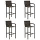 Homgoday Bar Stools Set of 4, Rattan Bar Counter Kitchen Dining Room Stools Armchairs with Footrest and Backrest, Outdoor Garden Pub Bistro Cafe Counter Bar Chair Brown Poly Rattan