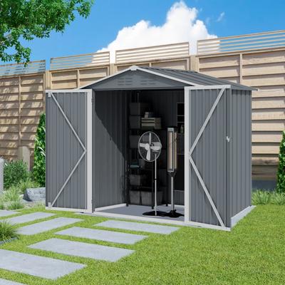 Outdoor Storage Shed 6 x 4 FT Large Metal Tool Sheds, Heavy Duty Storage House with Sliding Doors with Air Vent