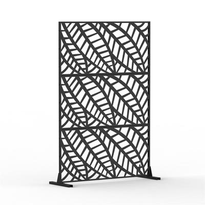 Metal Privacy Screen, Freestanding Outdoor Indoor Divider, Leaf-Shaped