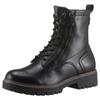 Schnürboots TAMARIS, Damen, Gr. 42, schwarz, Glattleder, Lederimitat, unifarben, modisch, Schuhe, Blockabsatz, Schnürstiefelette, Combat-Boots mit Kontrast-Rahmennaht
