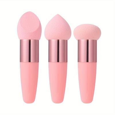 TEMU Makeup Applicator Sponge 3pcs Makeup Sponge Pens With Handle Foundation Blending Sponge Powder Application Powder Puff For Powder Foundation Liquid Blush Cream Bb Cream Make Up Tools Image