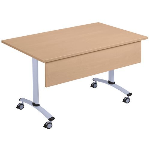 Table Pliante Axe + Voile De Fond 140x68 Cm Hêtre/alu - Manutan Expert