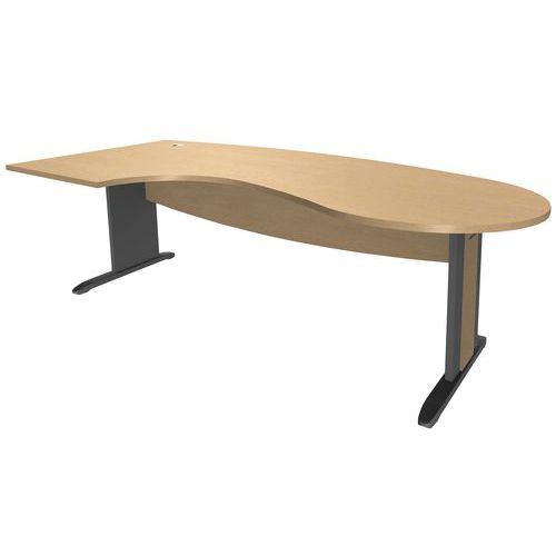Bureau Convivial Pied Bois L À Gauche Hêtre/anthracite - Manutan Expert