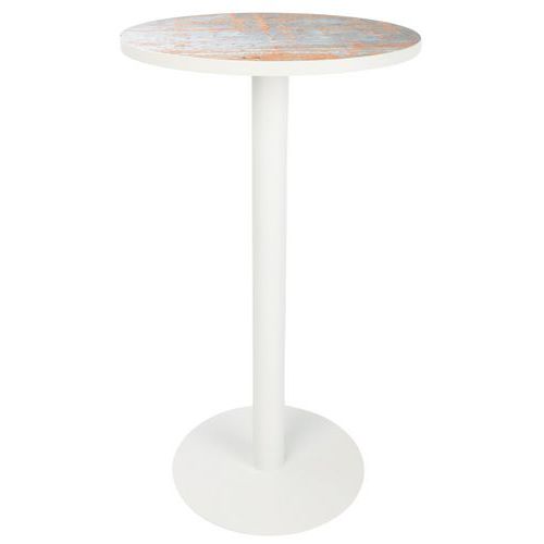 guéridon haut pied métal plateau rouille- manutan expert