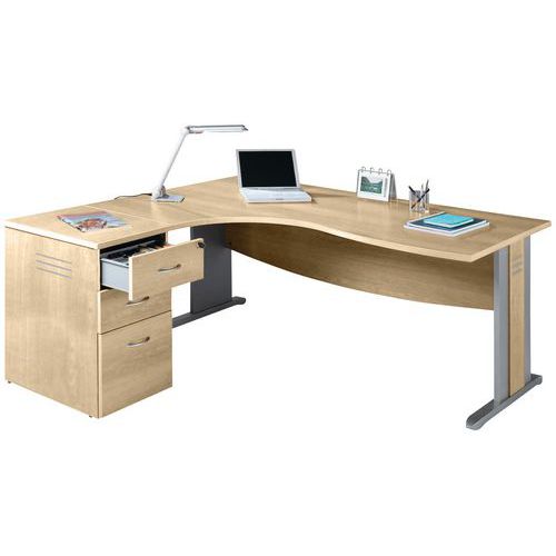 Compact Asym. Quatuor 160 Pied L Bois +cais.hb Ret.à Gau.chêne/blanc - Manutan Expert