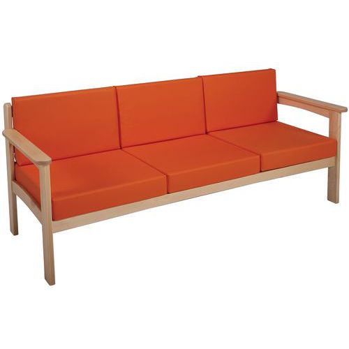 Canapé 3 Places Autize Structure Naturel Pvc Orange - Manutan Expert