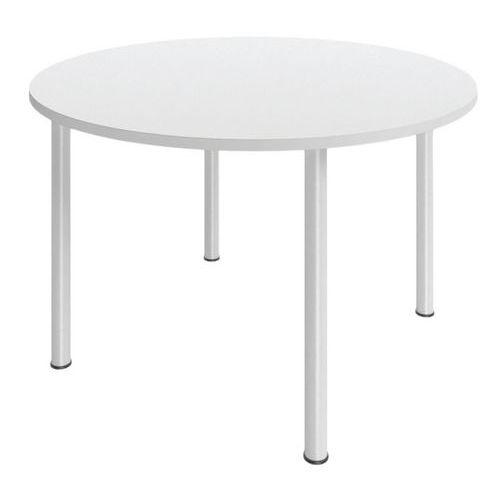 Table Réunion 4 Pieds Métal Ø 120 Cm Blanc/blanc - Buronomic