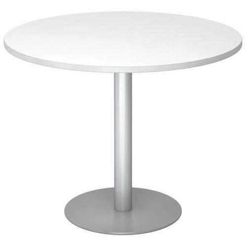 table de réunion ronde 100cm blanc/alu