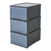 Boxen, Schuh-Organizer aus Kunststoff, 14 l, 3er-Set, stapelbar, BPA-frei, eudf-m, schwarz,