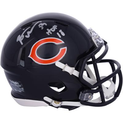 Brian Urlacher Chicago Bears signierter Riddell Speed Mini-Helm mit „HOF 18“-Aufschrift Image