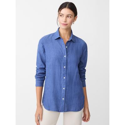 J.McLaughlin Women's Britt Linen Shirt Dark Chambray, Size Large