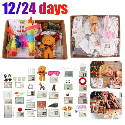 12/24 Days Christmas Advent Calendar Gifts Box Fun Elf Kit of Christmas Holiday Countdown Calendar