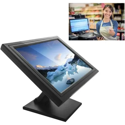 17 Inch Touchscreen Monitors LCD Screen Touch Screen Cash Monitor with Multiposition POS Stand for