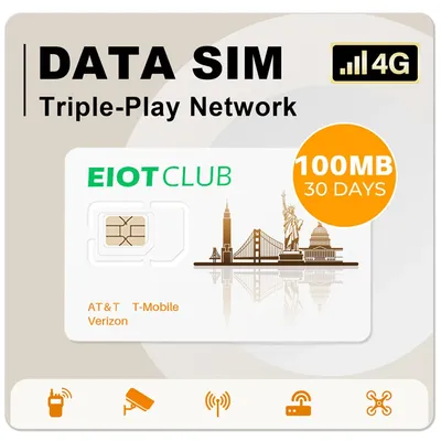 EIOTCLUB USA Prepaid SIM Card - 100MB 30DAY, High Speed 5G/4G LTE Coverage, Triple Network Data-Only