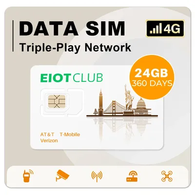 EIOTCLUB USA Prepaid SIM Card - 24GB 360DAY, High Speed 5G/4G LTE Coverage, Triple Network Data-Only