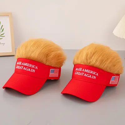 1/2 Pcs Yellow Wig Hat US Campaign Baseball Hat Beach Hat Red Sun Hat Men and Women Suitable