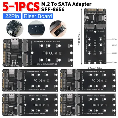 M.2 To SATA Adapter SFF-8654 To M2 NVME SSD 22Pin SATA To M2 Expansion Card Converter Riser Board